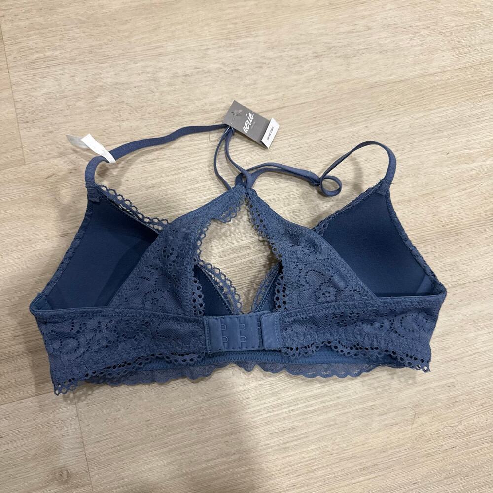 NWT Aerie Blue Lace Racerback Bralette Deep V Plunge Size 32B - Picture 2 of 6
